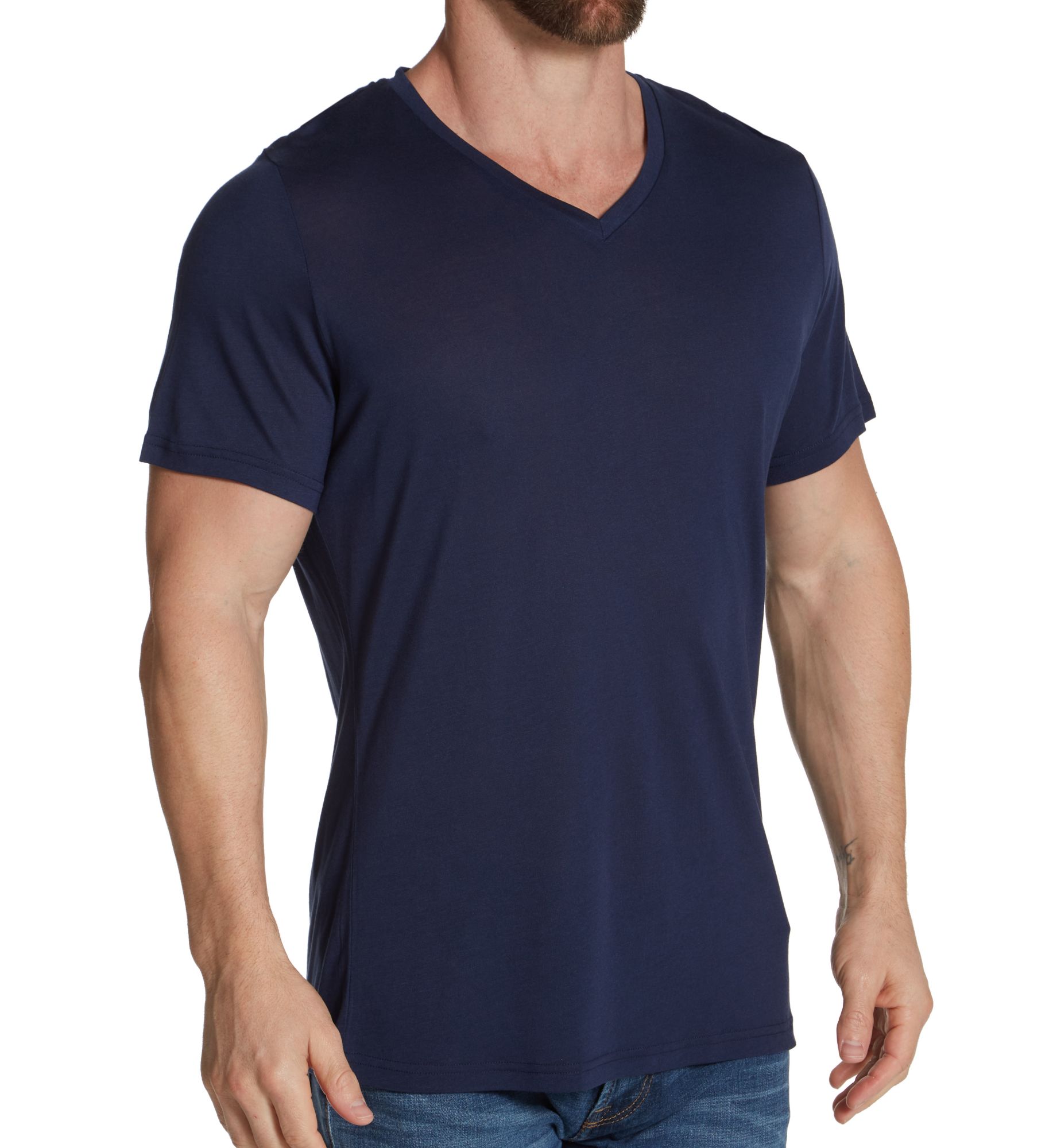 HOM Men's Cocooning Modal V-Neck T-Shirt in Blue (402184) | Size XL | HisRoom.com