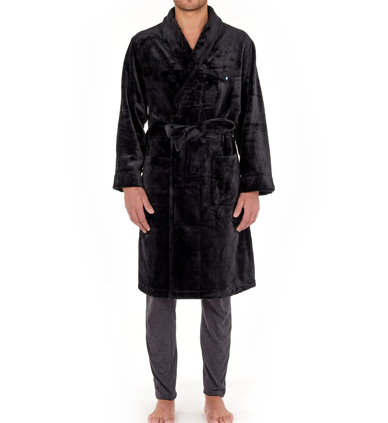 HOM Men's Nice Luxe Full Length Robe in Black (402425) | Size Medium | HisRoom.com
