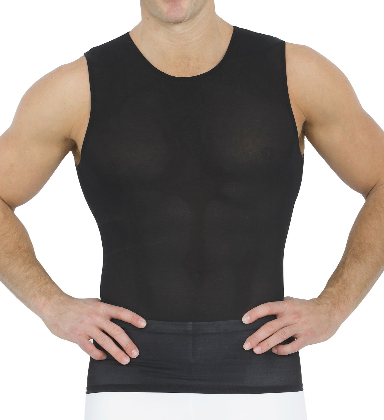 Insta Slim Men's Power Mesh Compression Sleeveless Crew Neck Tank Top in Black (180TS00N1) | Size XL | HisRoom.com