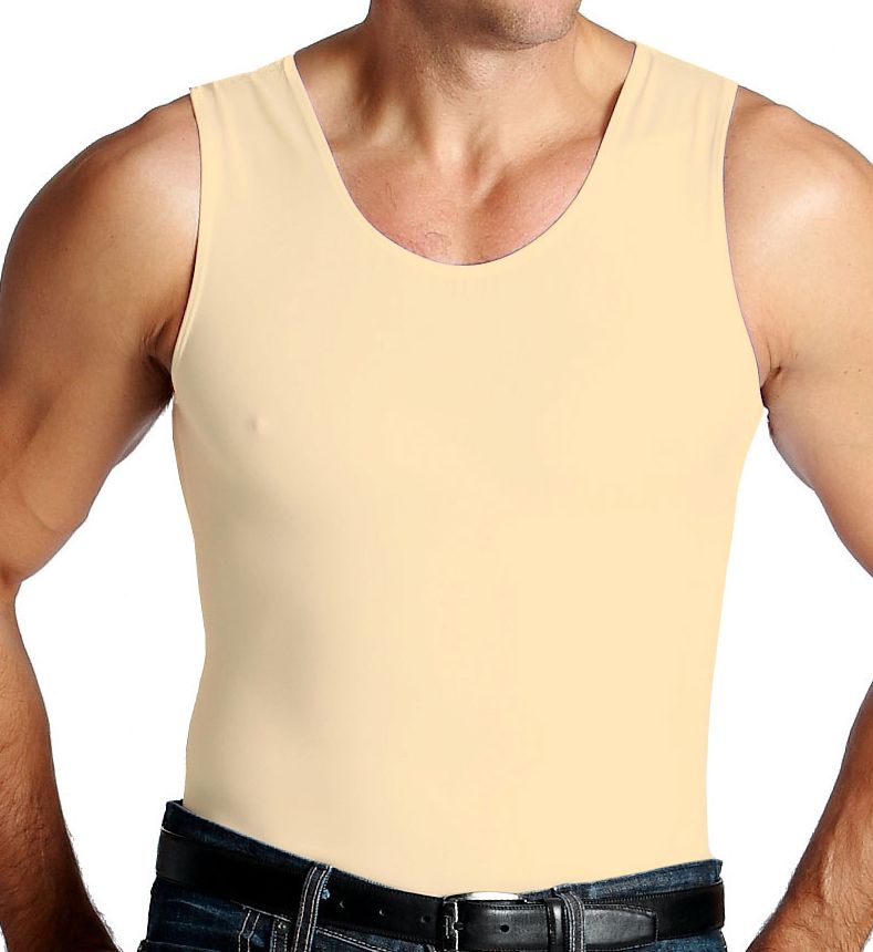 Insta Slim Men's Big and Tall Compression Muscle Tank Top in Beige (MS0001BT) | Size 4XL | HisRoom.com
