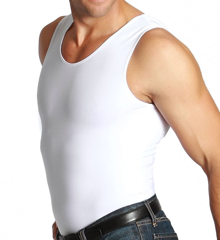 Insta Slim Men's Big and Tall Compression Muscle Tank Top in White (MS0001BT) | Size 5XL | HisRoom.com
