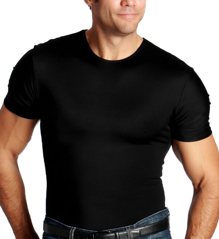Insta Slim Men's Big and Tall Slimming Compression Crew Neck in Black (TS0001BT) | Size 4XL | HisRoom.com