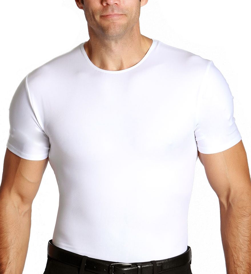 Insta Slim Men's Big and Tall Slimming Compression Crew Neck in White (TS0001BT) | Size 4XL | HisRoom.com