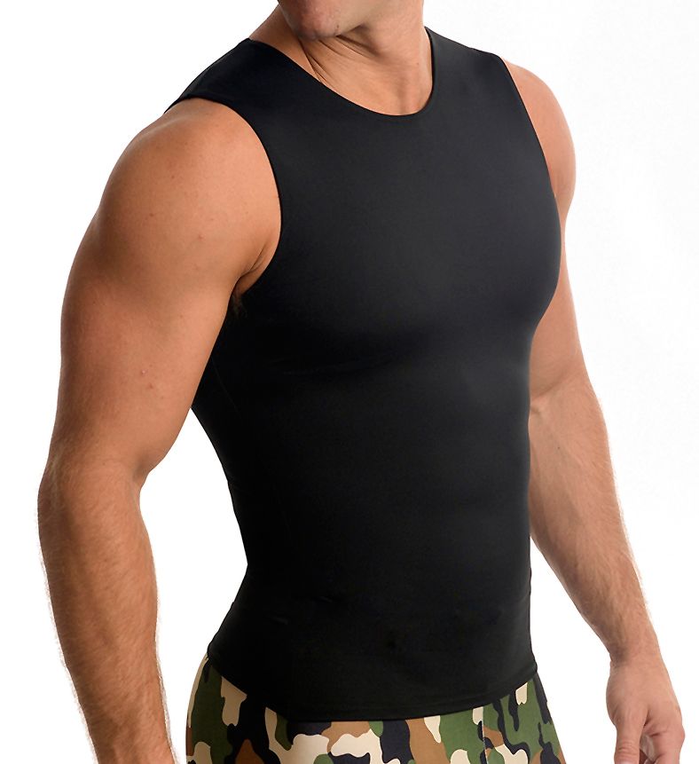 Insta Slim Men's Compression Crew-Neck Tank Top in Black (TS00N1) | Size 2XL | HisRoom.com