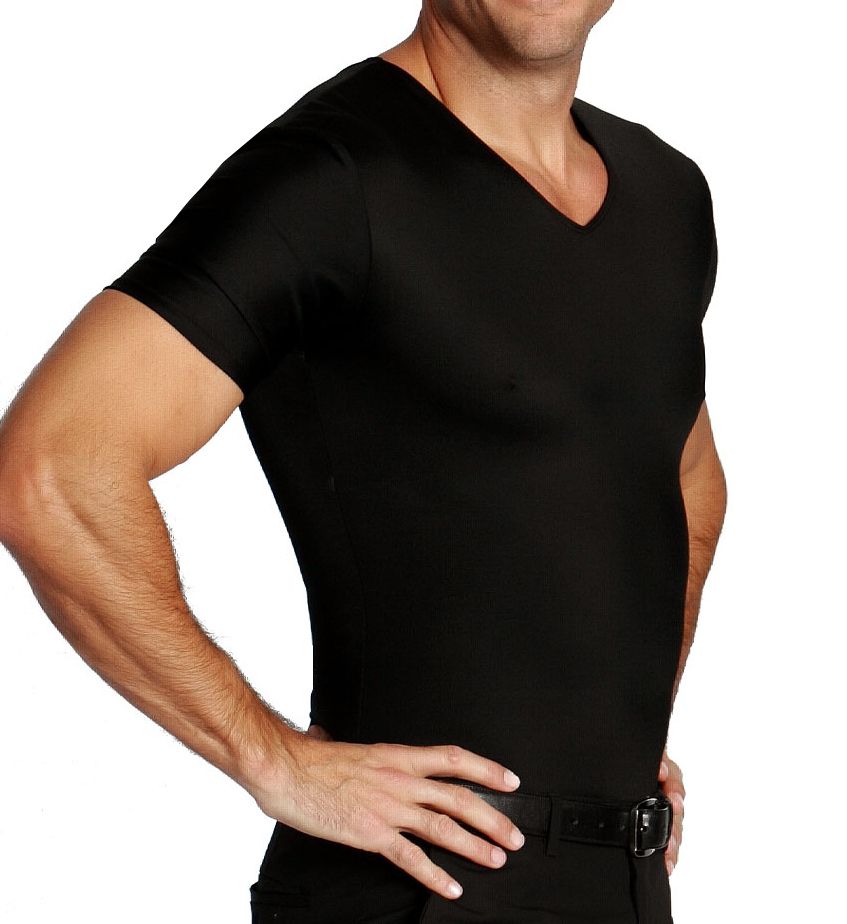 Insta Slim Men's Big and Tall Compression V-Neck T-Shirt in Black (VS0001BT) | Size 6XL | HisRoom.com