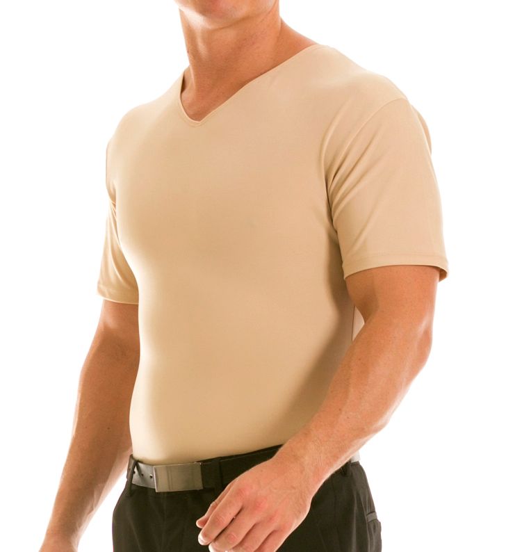 Insta Slim Men's Big and Tall Compression V-Neck T-Shirt in Beige (VS0001BT) | Size 6XL | HisRoom.com