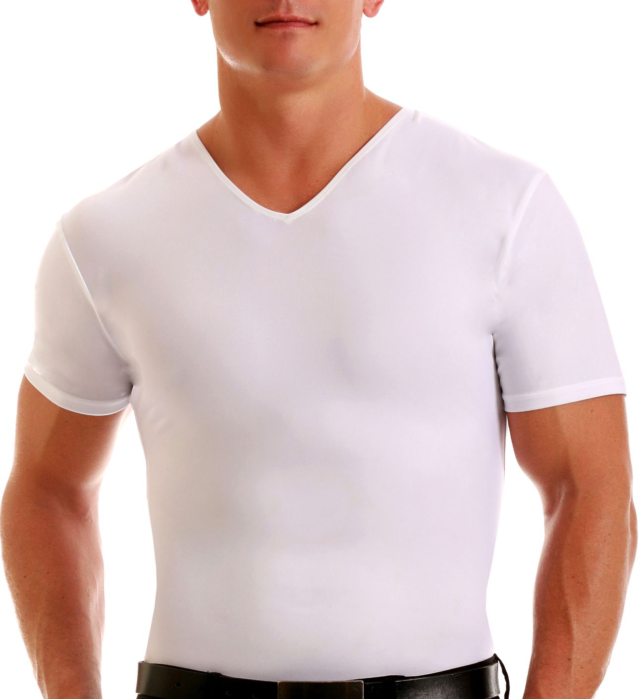 Insta Slim Men's Big and Tall Compression V-Neck T-Shirt in White (VS0001BT) | Size 5XL | HisRoom.com