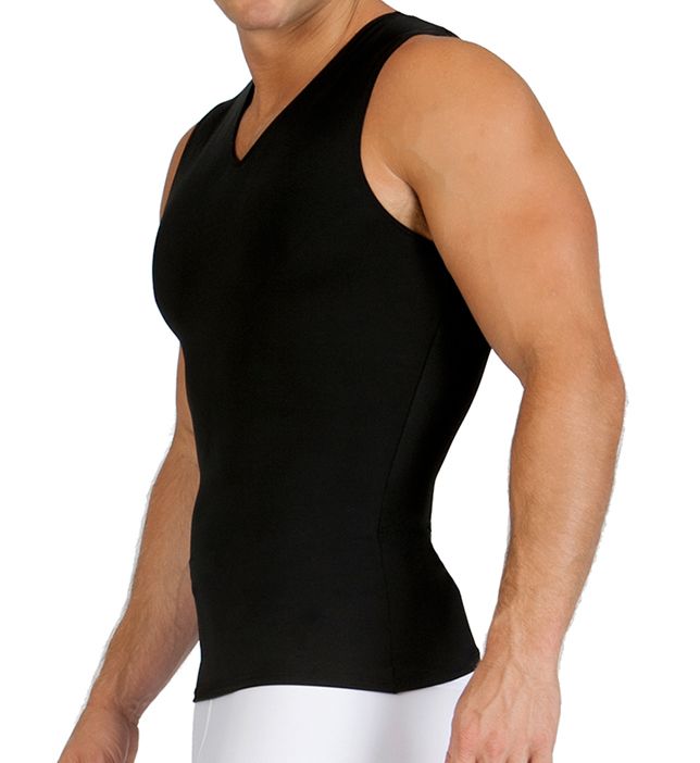 Insta Slim Men's Compression V-Neck Tank Top in Black (VS00N1) | Size 3XL | HisRoom.com