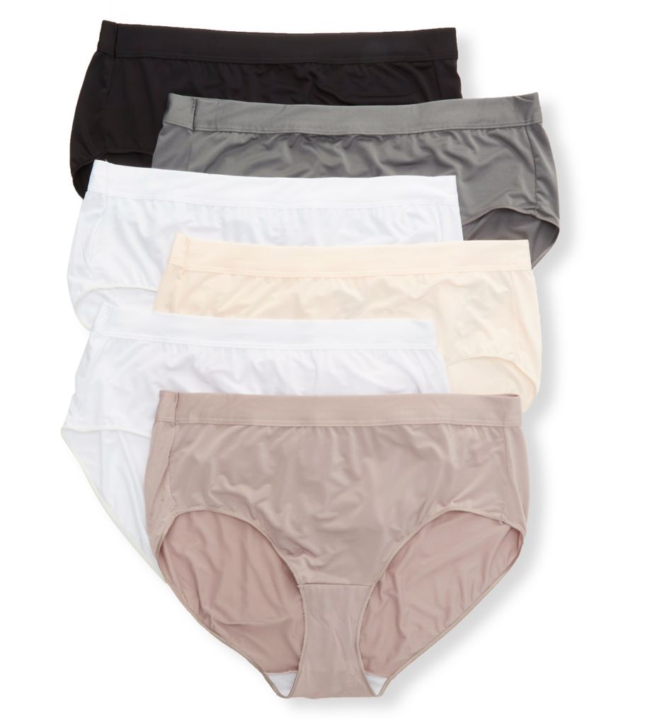 Just My Size Women's Assorted Nylon Brief Underwear, 6-Pack 