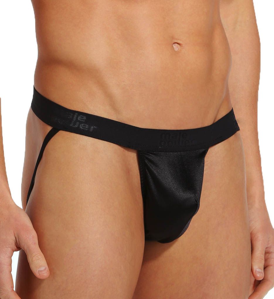 Male Power Men's Satin Jock in Black (390-076) | Size Small/Medium | HisRoom.com