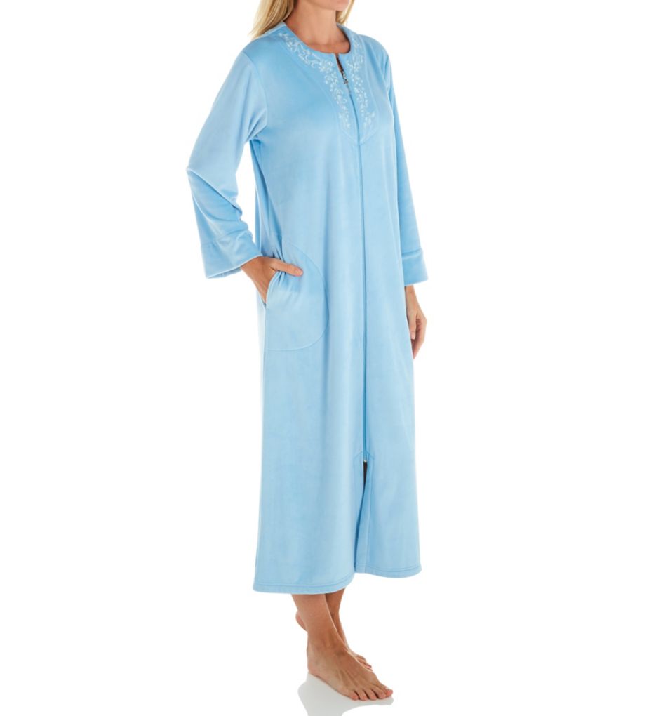 Miss Elaine 861530 Luxe Fleece Long Zip Robe (Wedwood Blue XL) | eBay