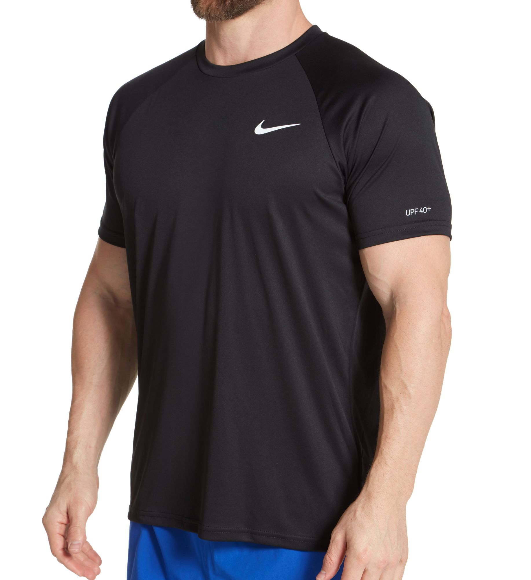 Nike Men's Dri-Fit Short Sleeve Rashguard in Black (ESSA586) | Size Small | HisRoom.com