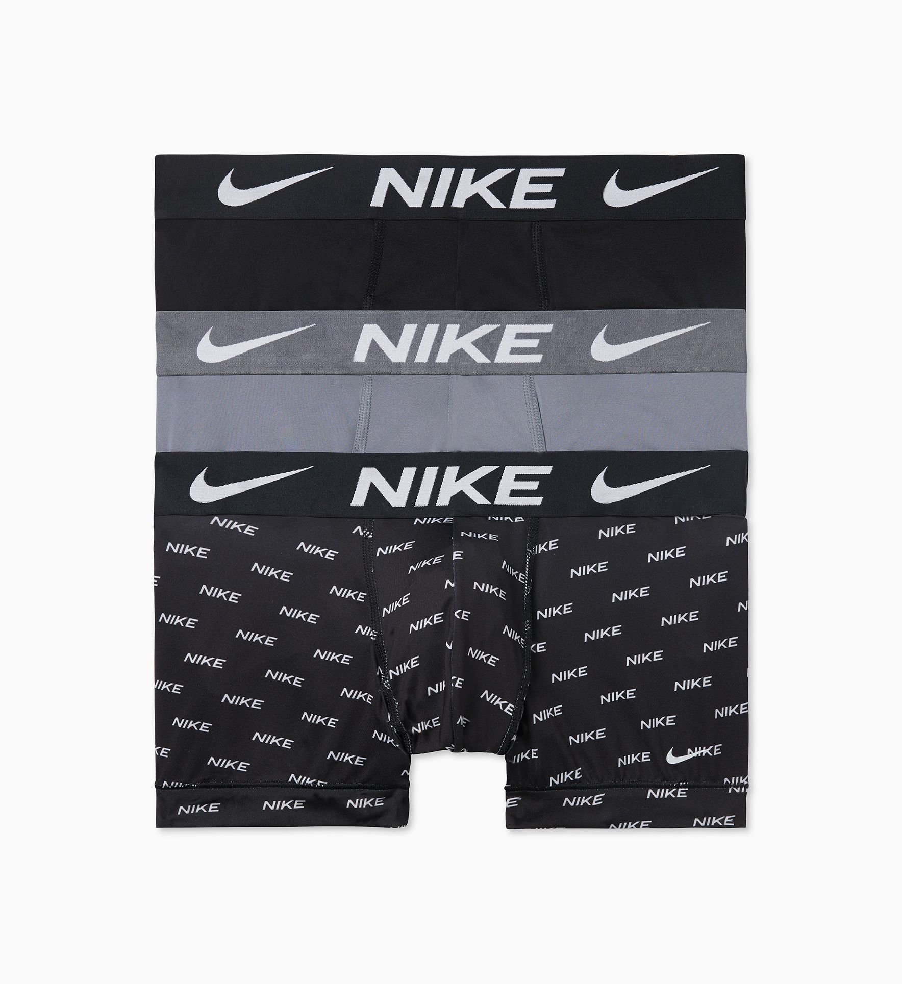 Nike Men's Dri-FIT Essential Micro Trunks – 3 Pack, XL, Nike Logo Print/Cool Grey