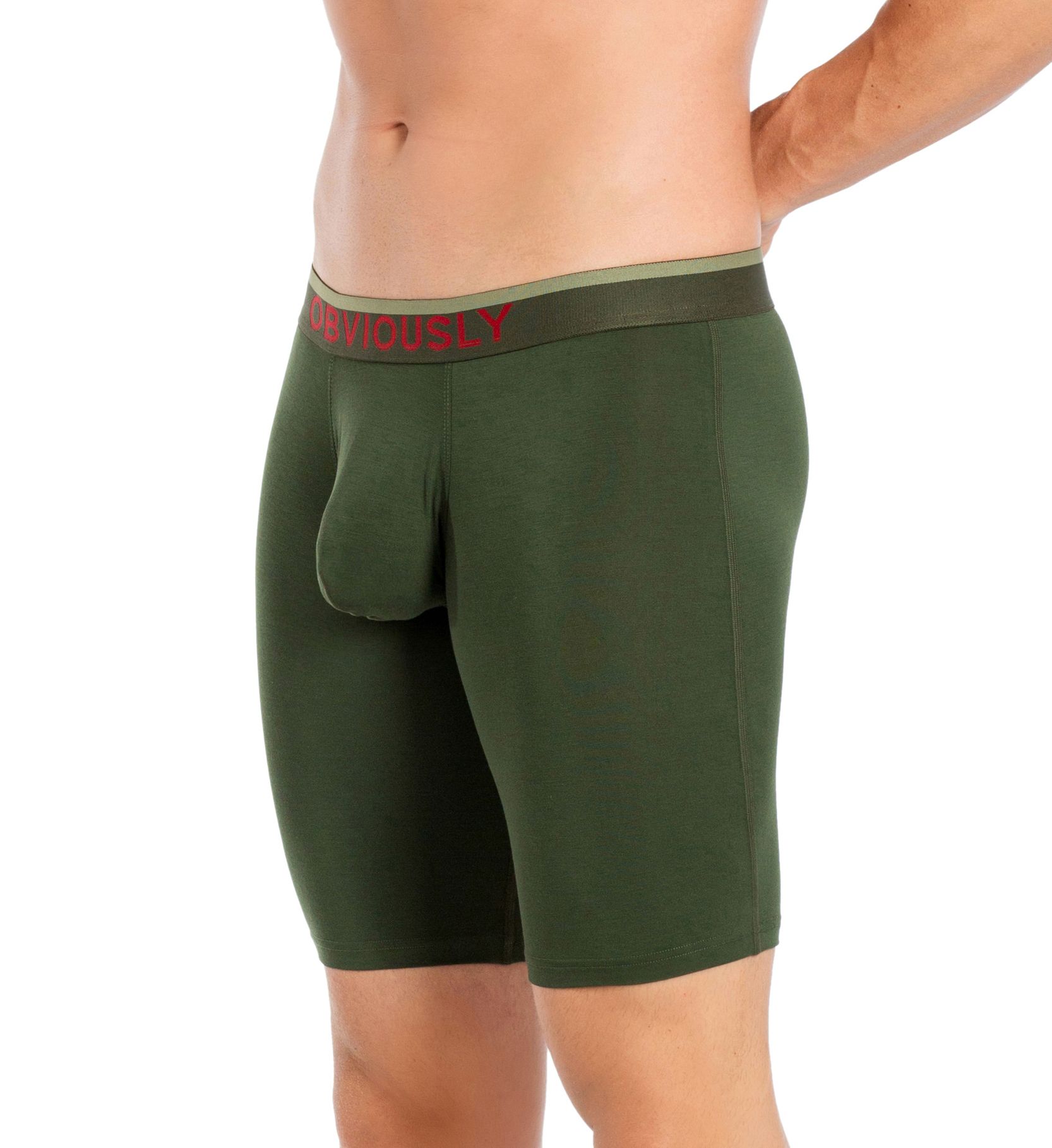 Obviously Men's FreeMan AnatoFREE 9 Inch Boxer Brief in Green (C01-1A) | Size Small | HisRoom.com