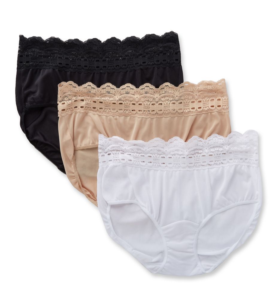 3 Olga Secret Hug Hipster Microfiber Panties All Day Fit White BLK Nude  8/xl for sale online