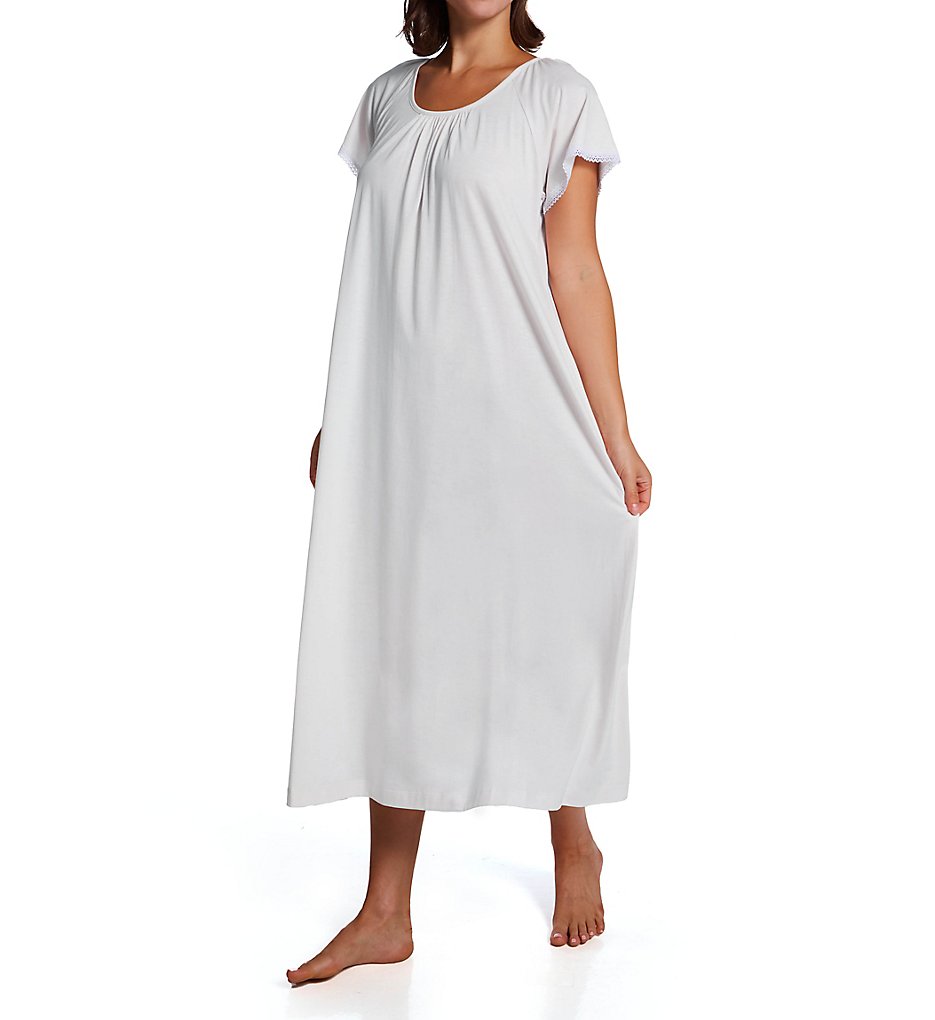 P-Jamas 370801 Lacy Jersey Short Sleeve Gown - Picture 2 of 2