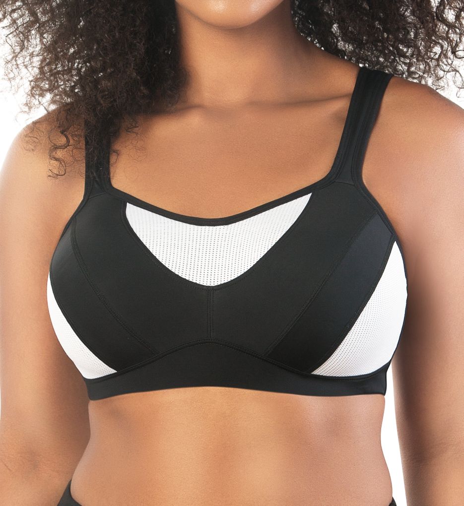 Parfait Underwire Sports Bra 36G Med High Impact Dynamic Black White P5541  for sale online