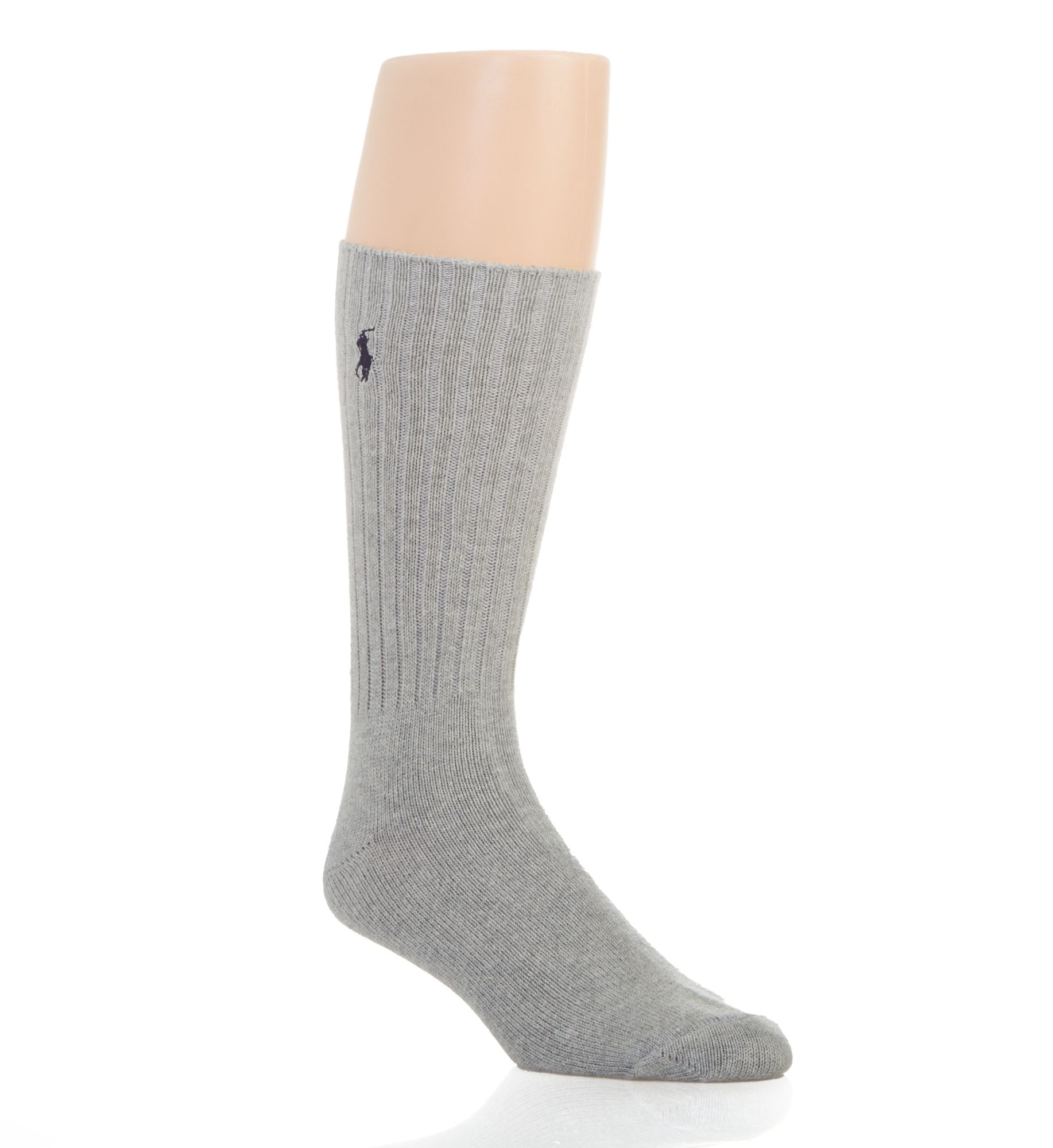 Polo Ralph Lauren Men's Cotton Crew Sock with Embroidery in Light Grey Heather (8205B) | HisRoom.com