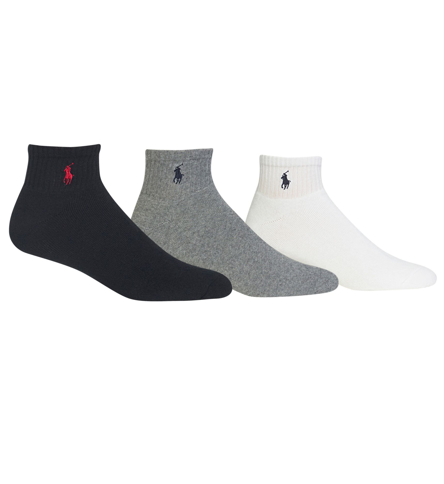 Polo Ralph Lauren Men's Cotton Cushioned Quarter Golf Socks in Black (824032) | Size XL | HisRoom.com