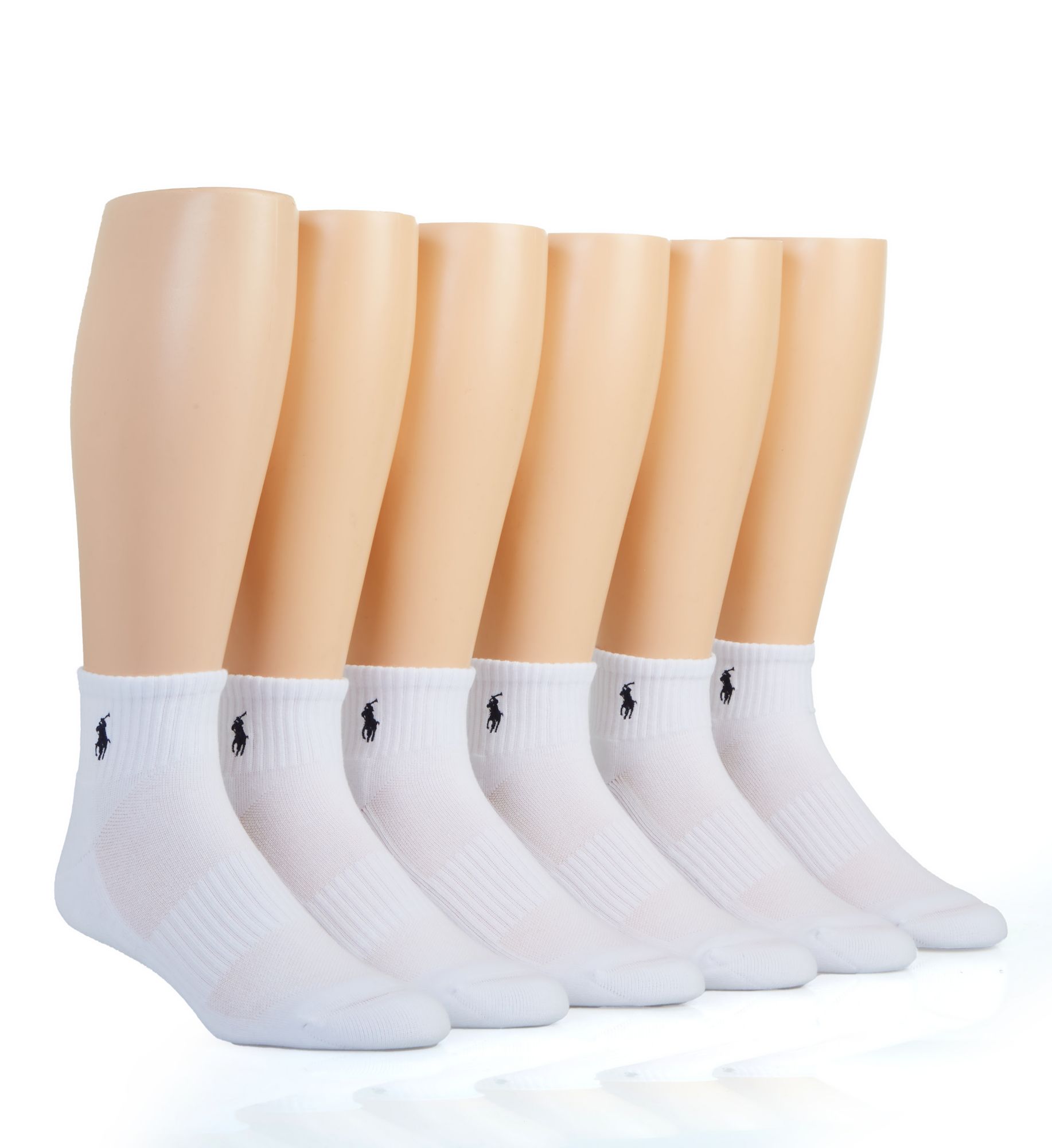 Polo Ralph Lauren Men's Rib Cuff Cushioned Quarter Socks in White (824480PK) | HisRoom.com