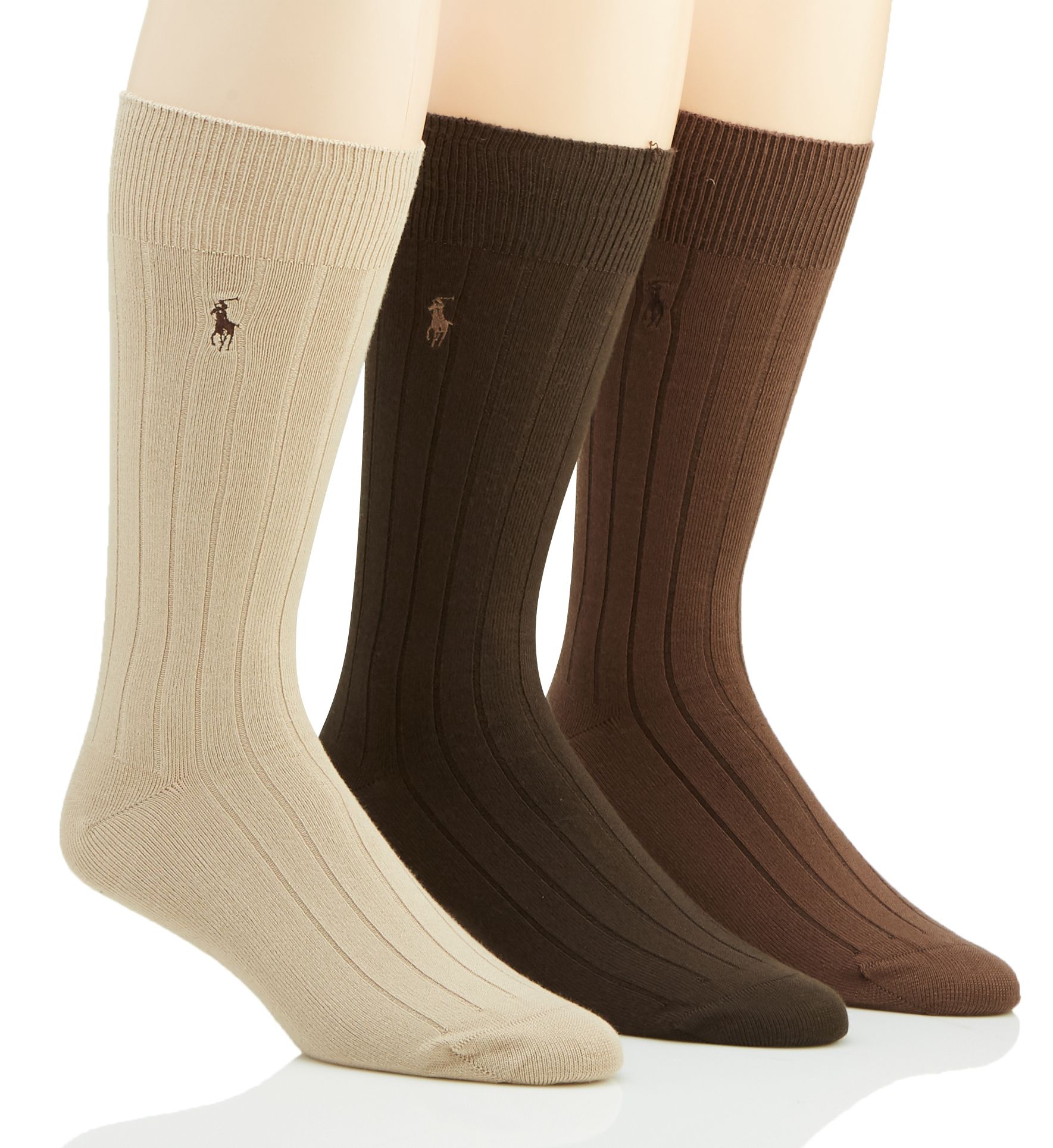 Polo Ralph Lauren Men's 3-Pk. Supersoft Rib Dress Socks - Brown Assorted
