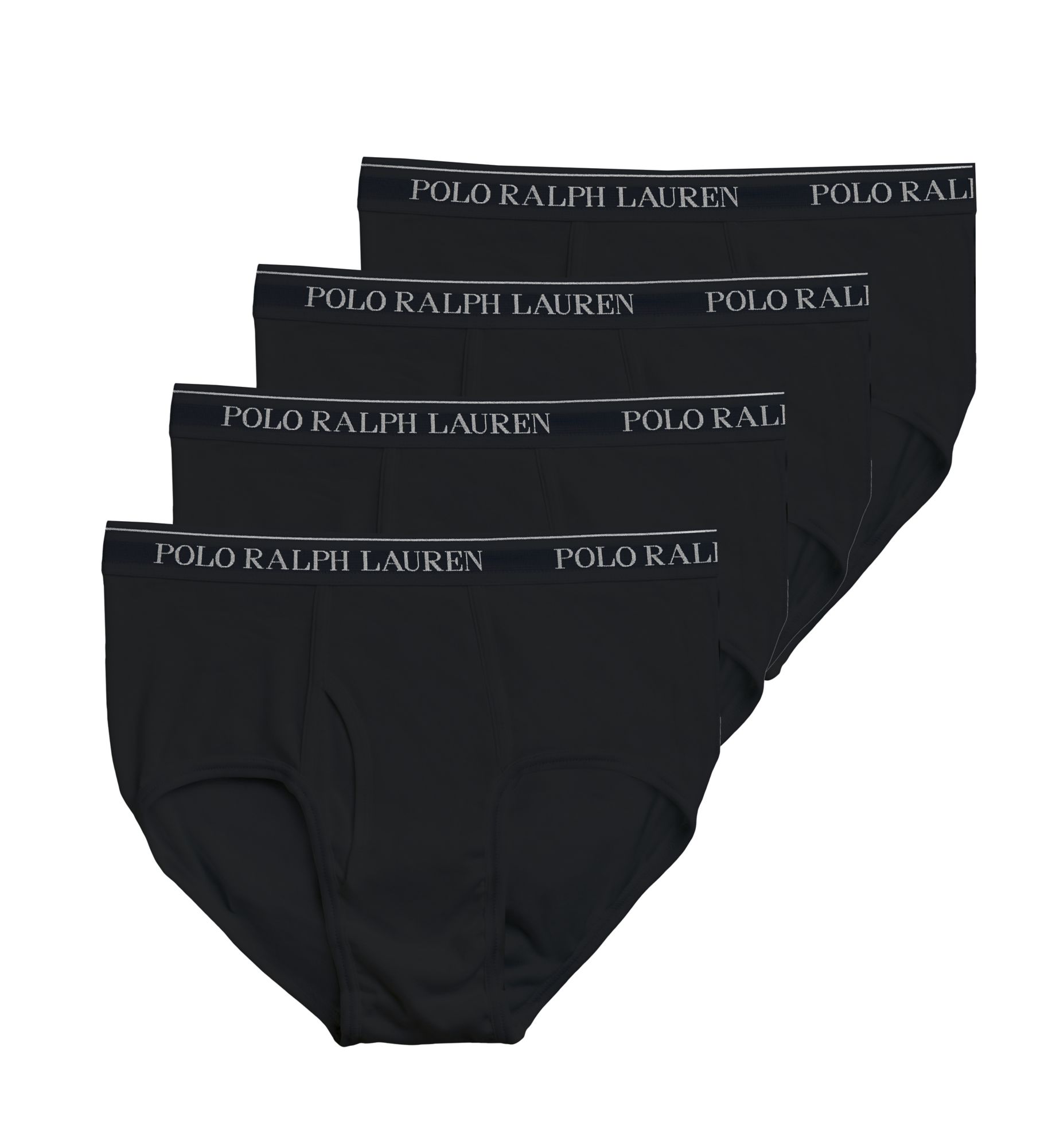 Polo Ralph Lauren Men's Classic Fit Cotton Mid-Rise Briefs - 4 Pack in Black (NCF3P4) | Size 2XL | HisRoom.com