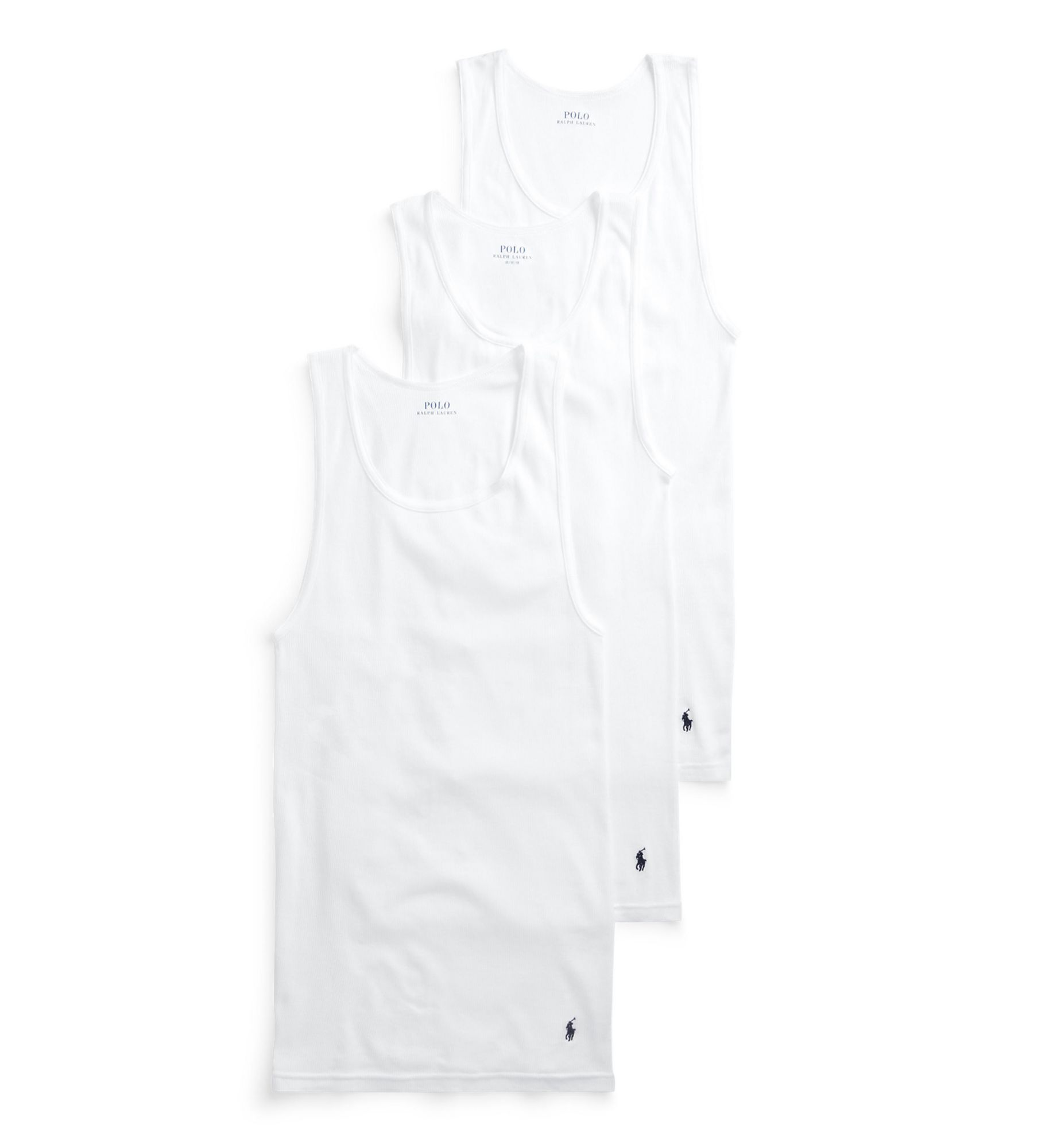 Polo Ralph Lauren Men's Classic Fit 100% Cotton Ribbed Tank Top in White (NCTKP3) | Size 2XL | HisRoom.com