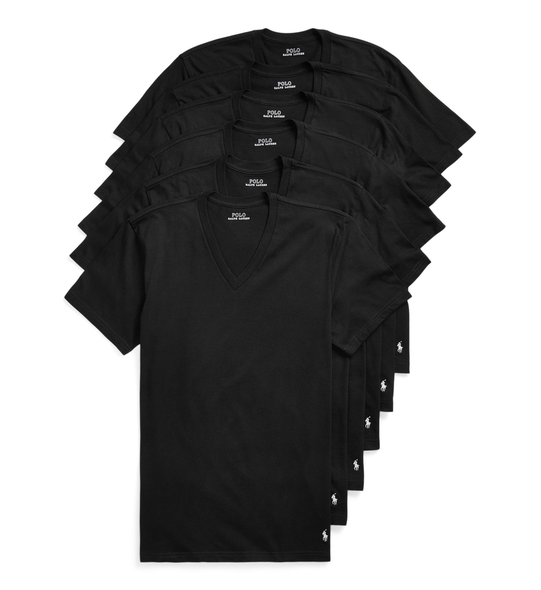 Polo Ralph Lauren Men's Cotton Classic V-Neck T-Shirt in Black (NCVNP6) | Size Medium | HisRoom.com
