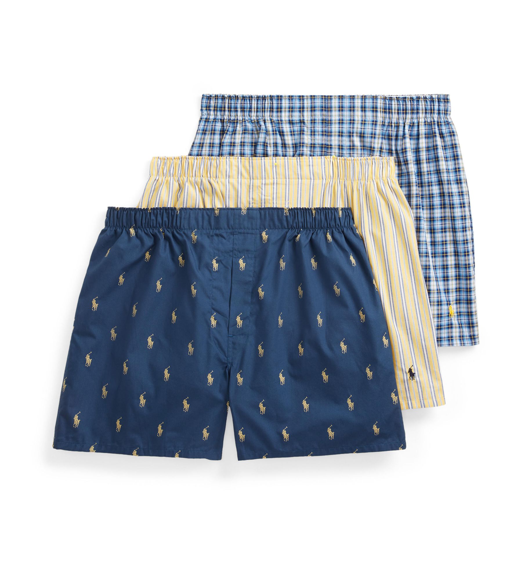 Polo Ralph Lauren Men's 3-Pack Classic Woven Cotton Boxers - Rustic Navy / Summer Stripe / Sag Harbor