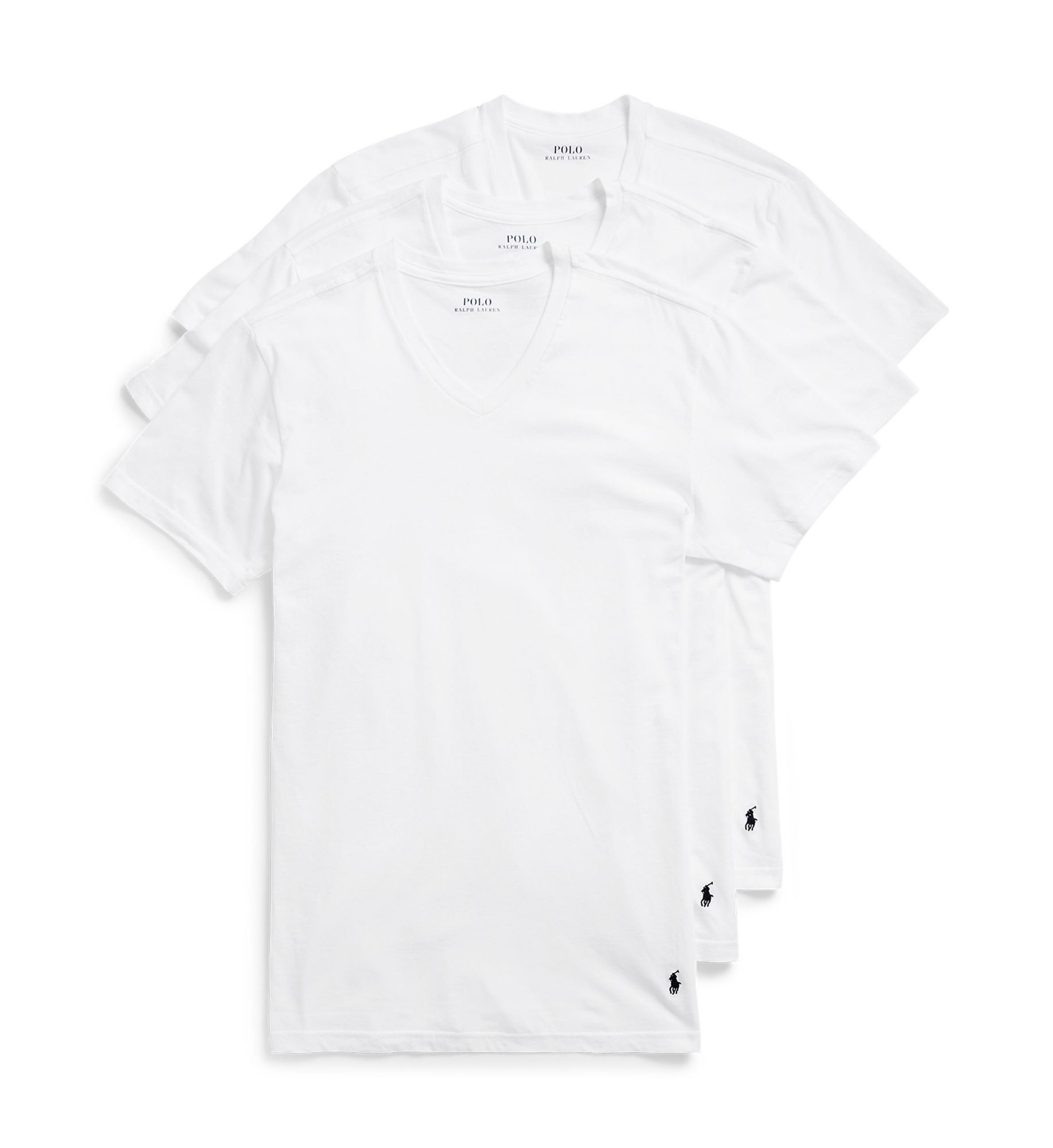 Polo Ralph Lauren Men's Tall Classic Fit 100% Cotton V-Neck Shirt in White (NTVNP3) | Size XL | HisRoom.com