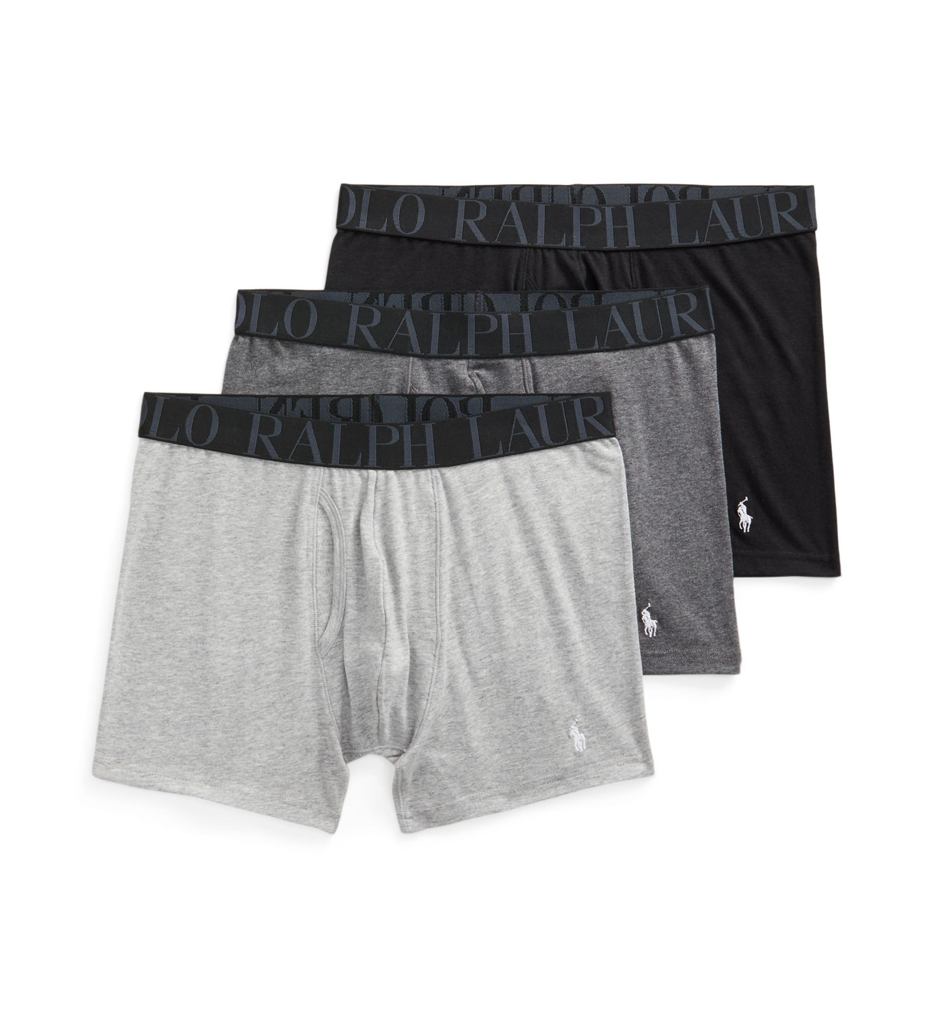 Polo Ralph Lauren Men's 3-Pack Classic Stretch Boxer Briefs - Andover Heather/Charcoal Heather/Polo Bl