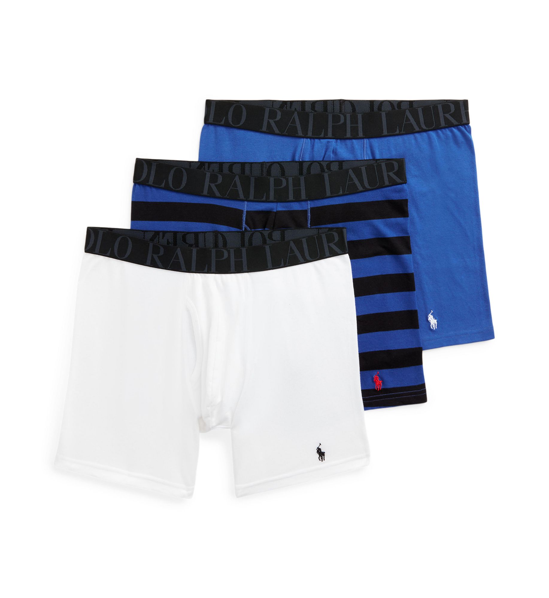 Polo Ralph Lauren Men's 3-Pack Classic Stretch Boxer Briefs - Green Multi Stripe/deep Blue/cruise Navy