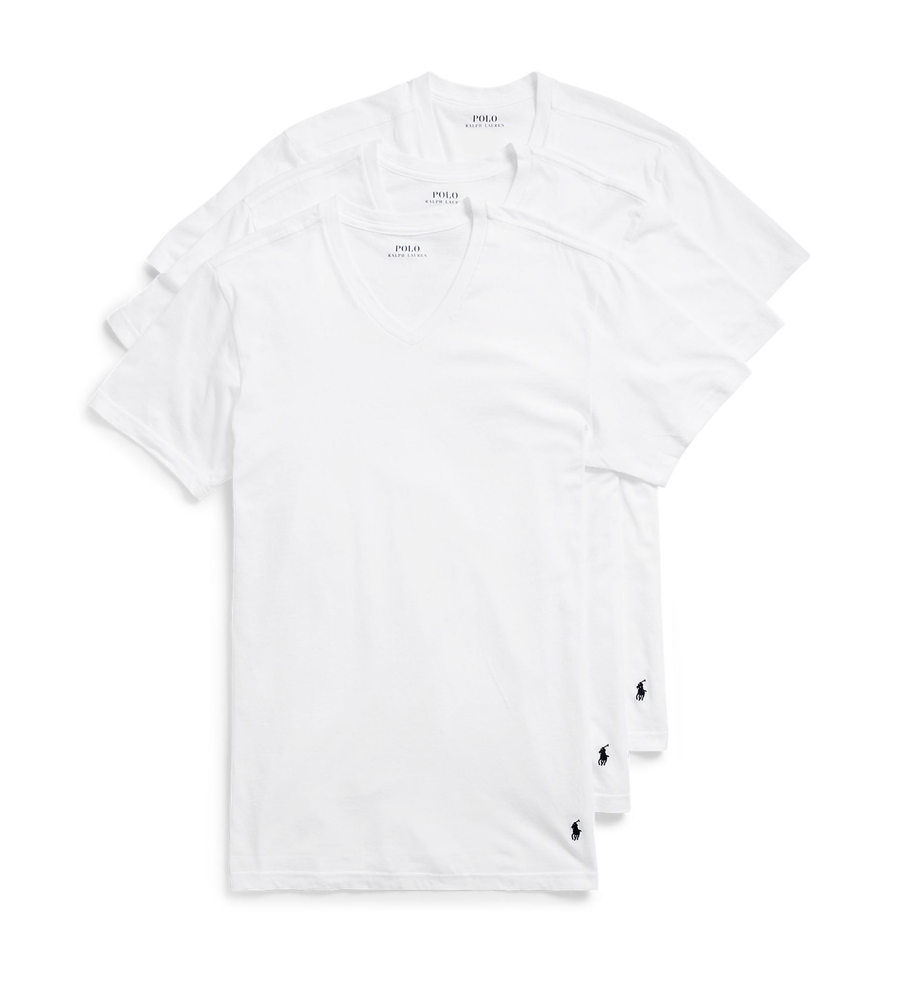 Polo Ralph Lauren Men's Big Man Classic Fit Cotton V-Neck Shirts in White (NXVNP3) | Size 2XL | HisRoom.com