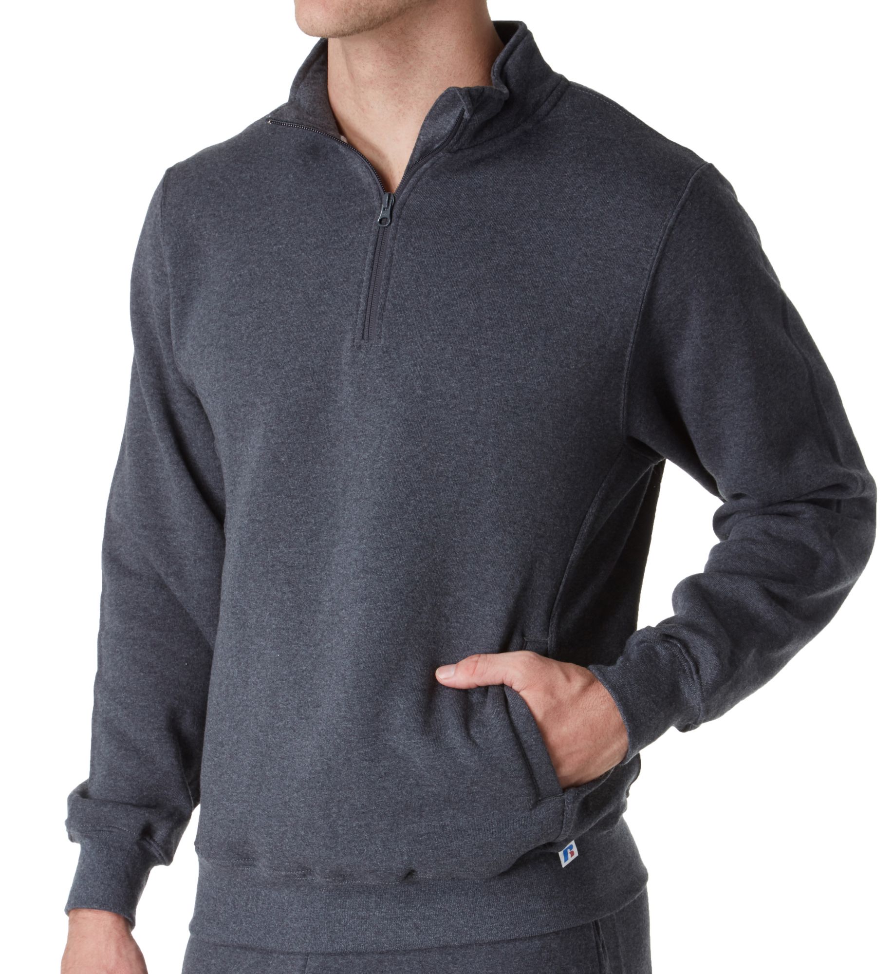 Russell Men's Dri-Power Fleece 1/4 Zip Pullover in Black (1Z4HBM0) | Size Small | HisRoom.com