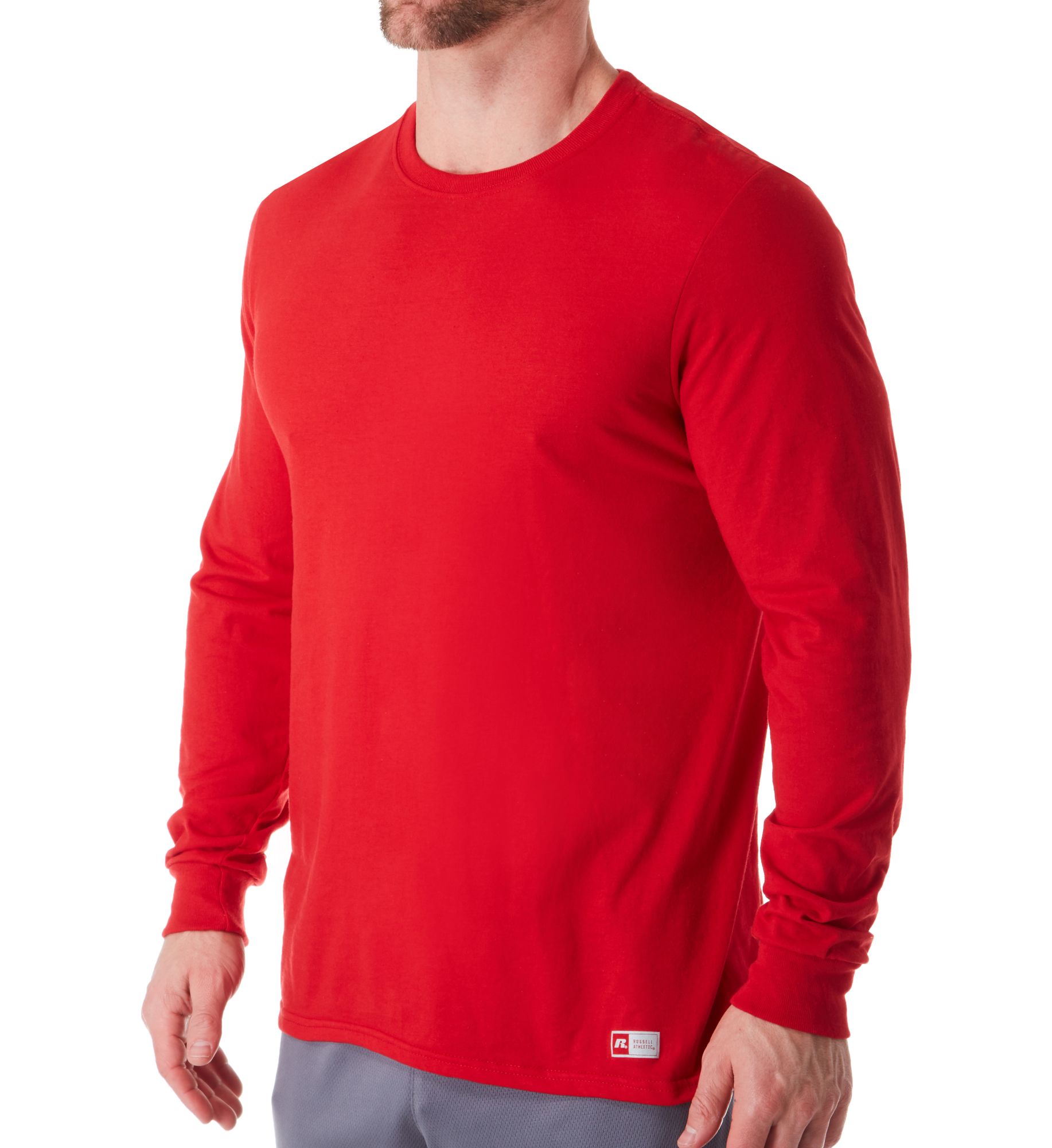 Russell Men's Essential Performance Long Sleeve T-Shirt in Red (64LTTM0) | Size Large | HisRoom.com