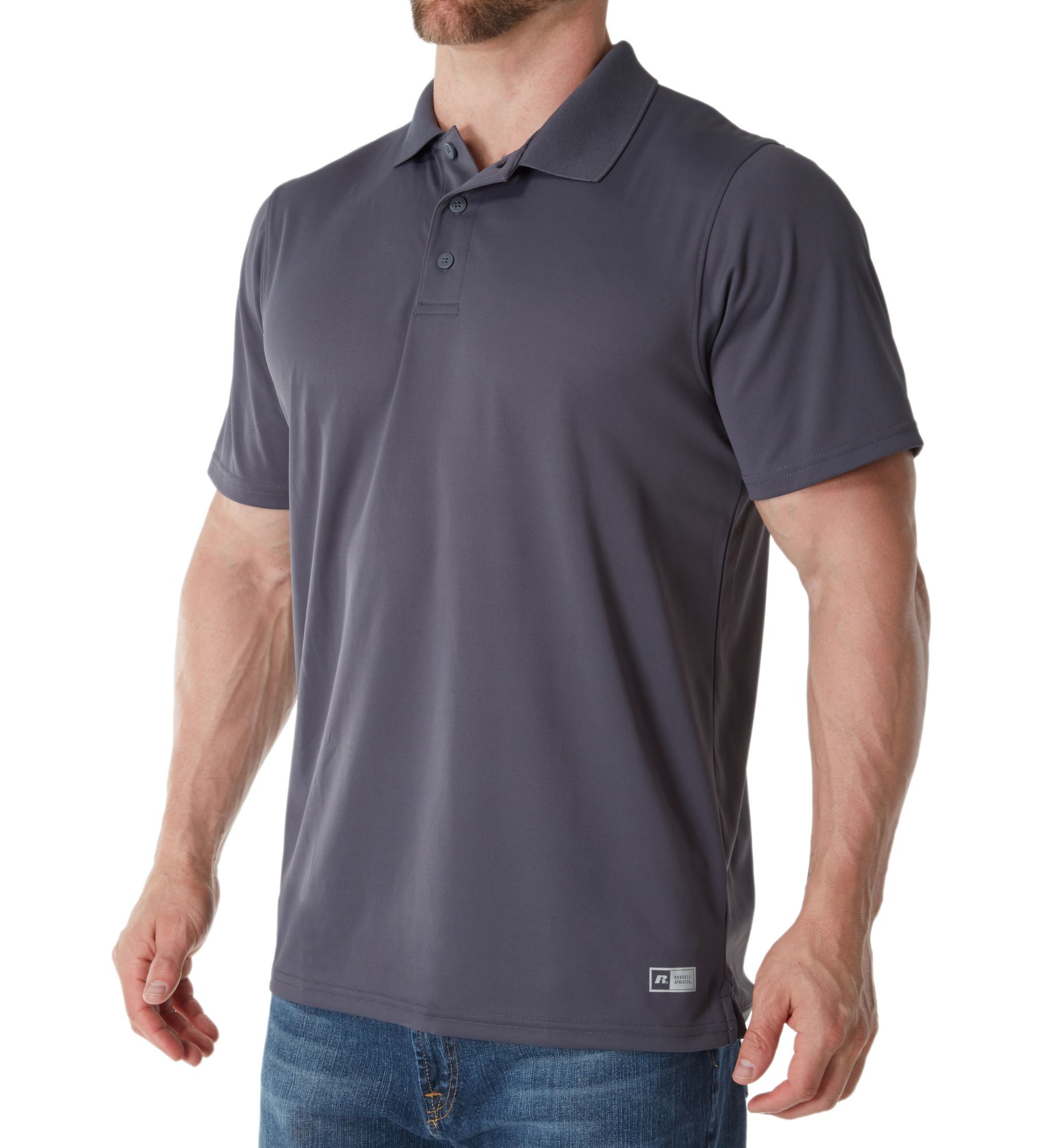 Russell Men's Essential Performance Polo in Gray (7EPTUM0) | Size Medium | HisRoom.com