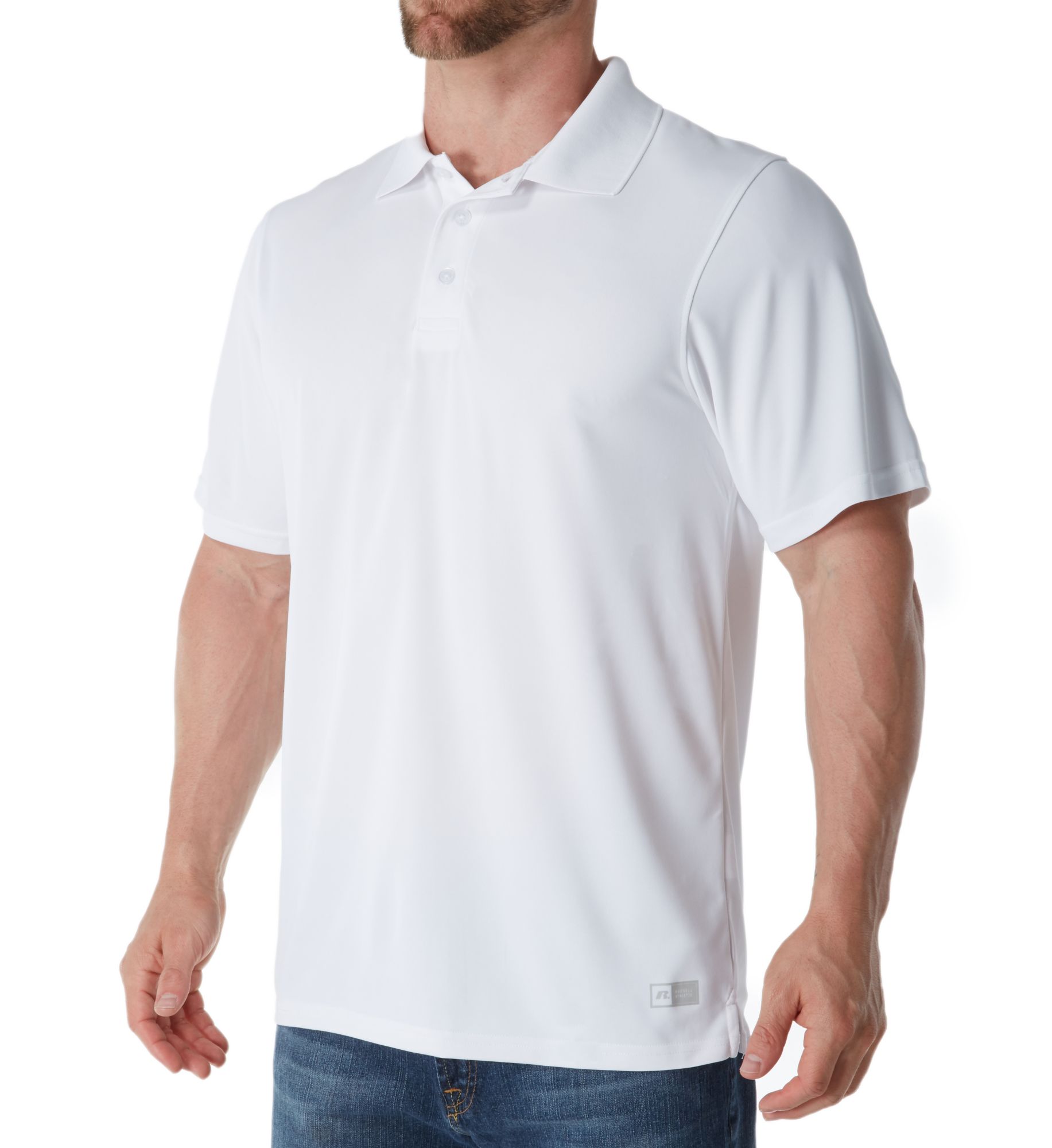 Russell Men's Essential Performance Polo in White (7EPTUM0) | Size Small | HisRoom.com