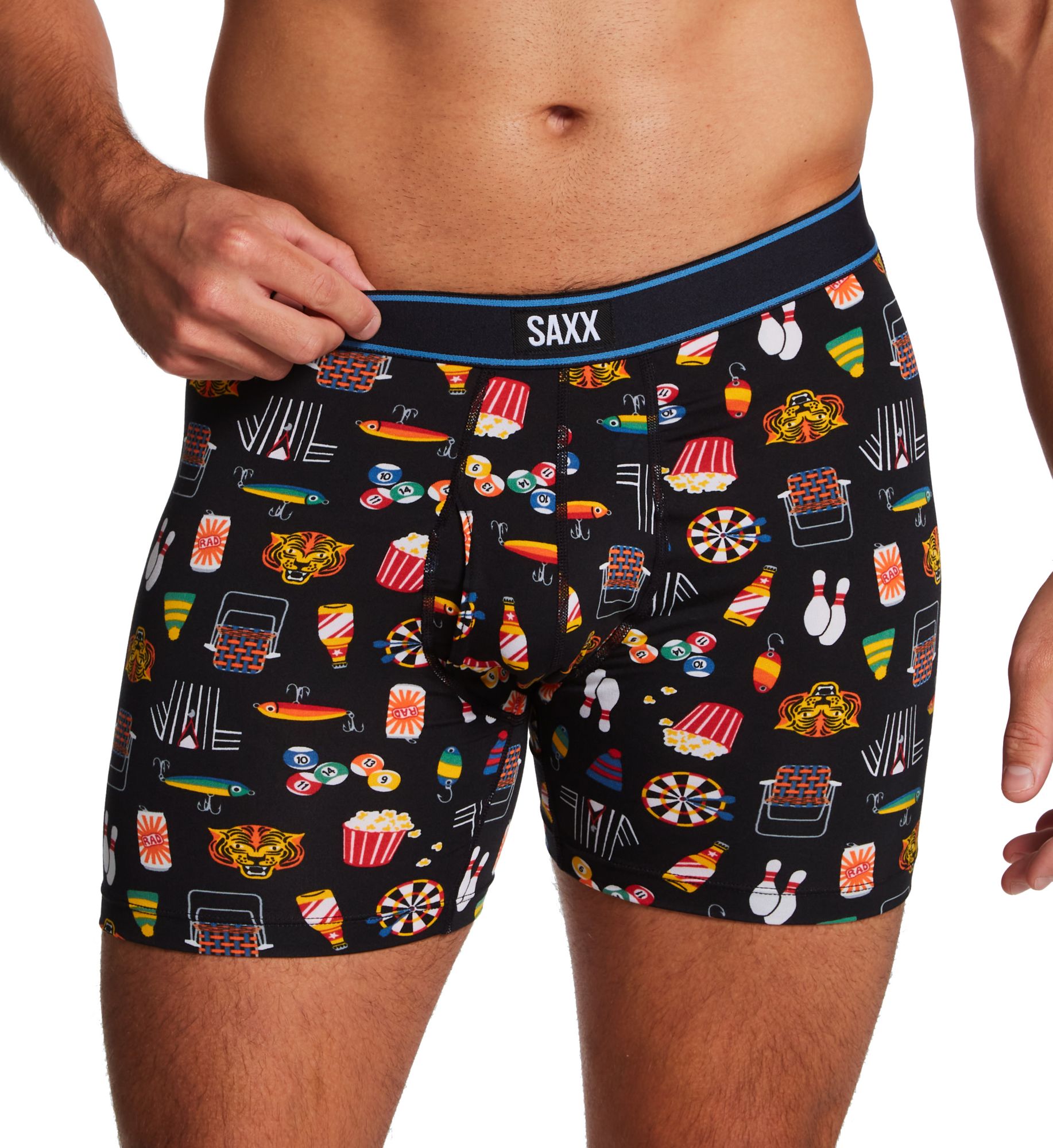Saxx Underwear Men's Daytripper Boxer Brief With Fly in Types Of Stripes-Black (SXBB11F) | Size Medium | HisRoom.com