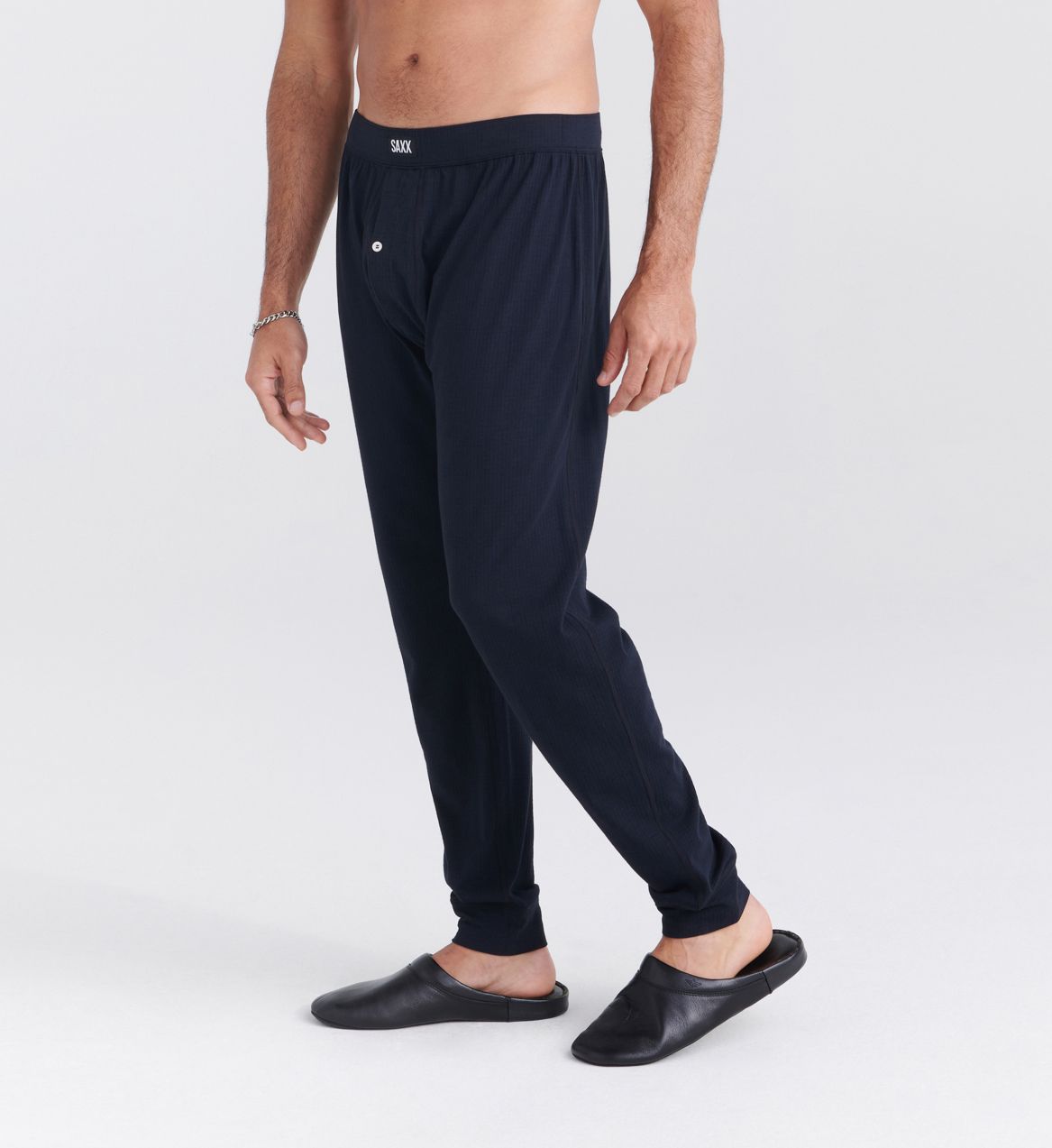 Saxx Underwear Men's DropTemp Cooling Sleep Pant in Black (SXLP44) | Size Medium | HisRoom.com