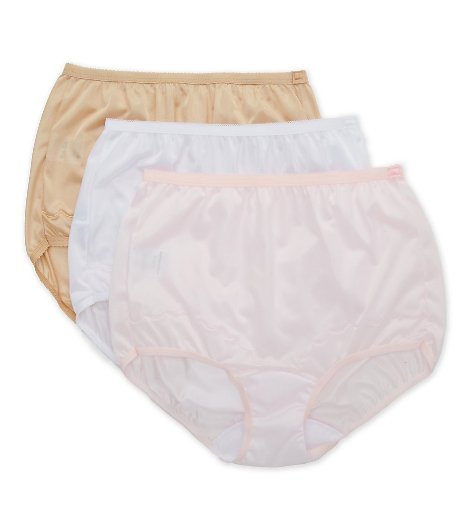 Shadowline 719X Plus Size Dixie Belle Scallop Trim Brief - 3 Pack - Picture 6 of 7