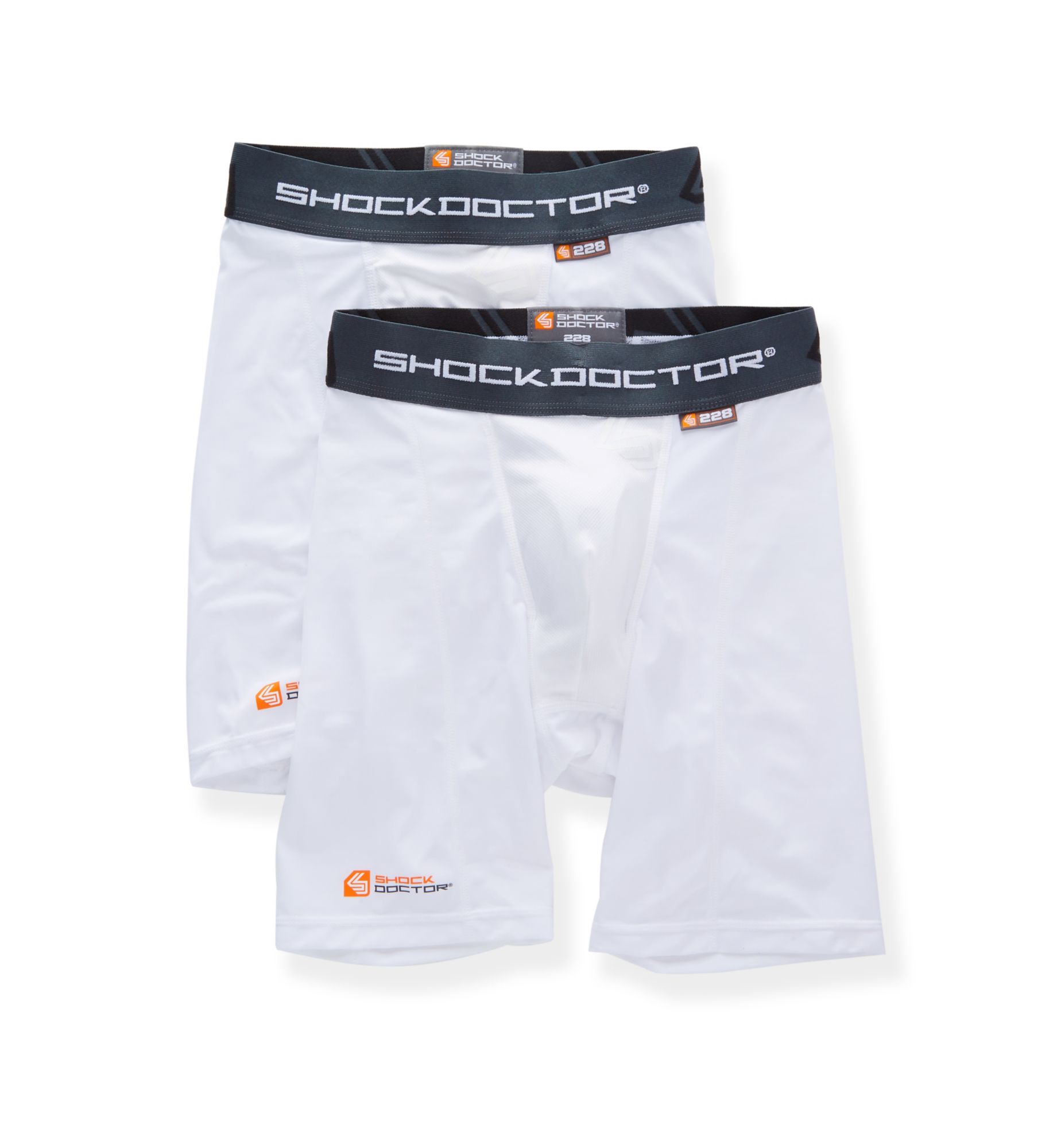 Shock Doctor Men's Core Compression Short w/ BioFlex Cup - 2 Pack in White (228) | Size XL | HisRoom.com