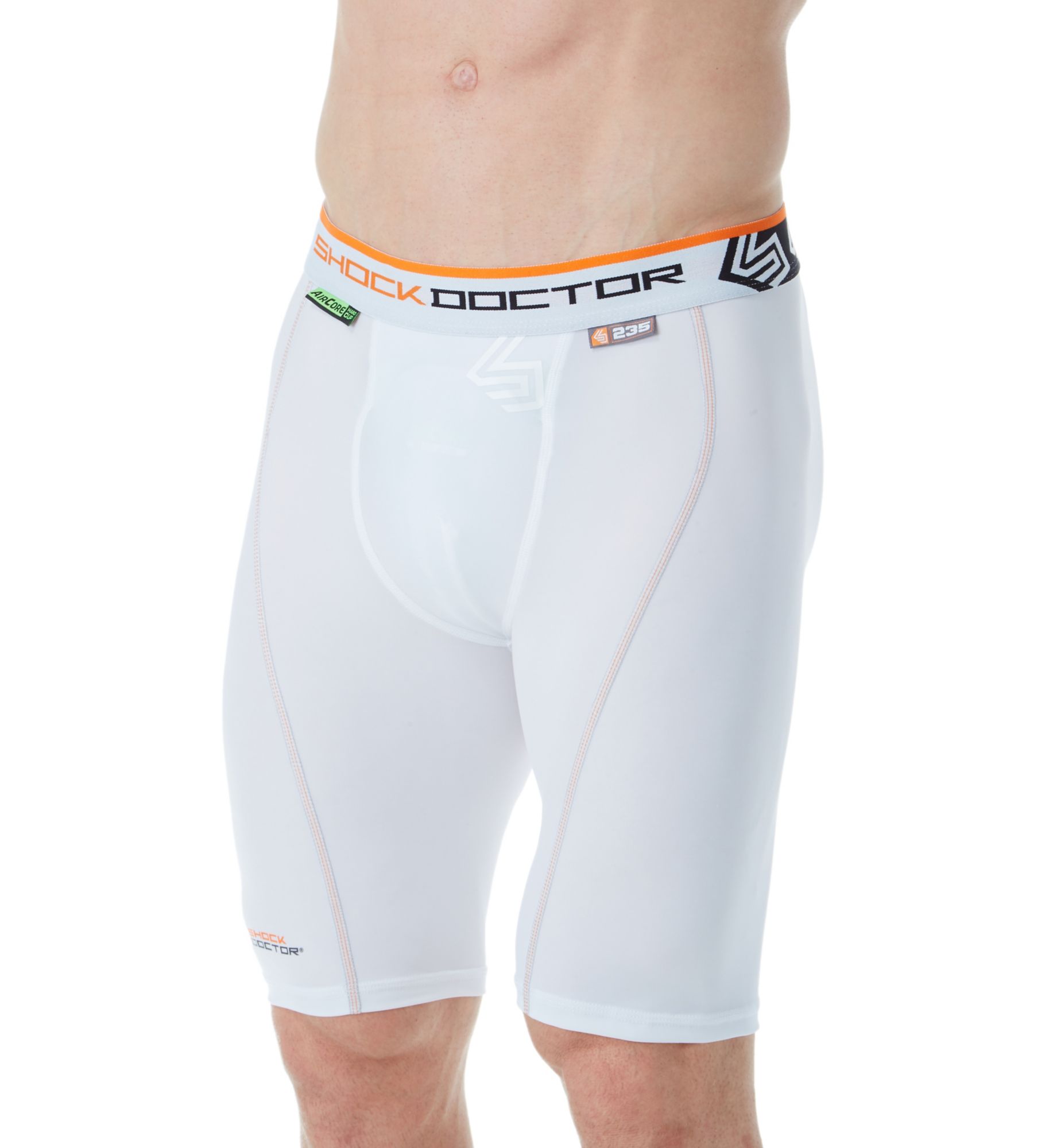 Shock Doctor Men's AirCore Compression Short w/ Hard Cup in White (235) | Size XL | HisRoom.com
