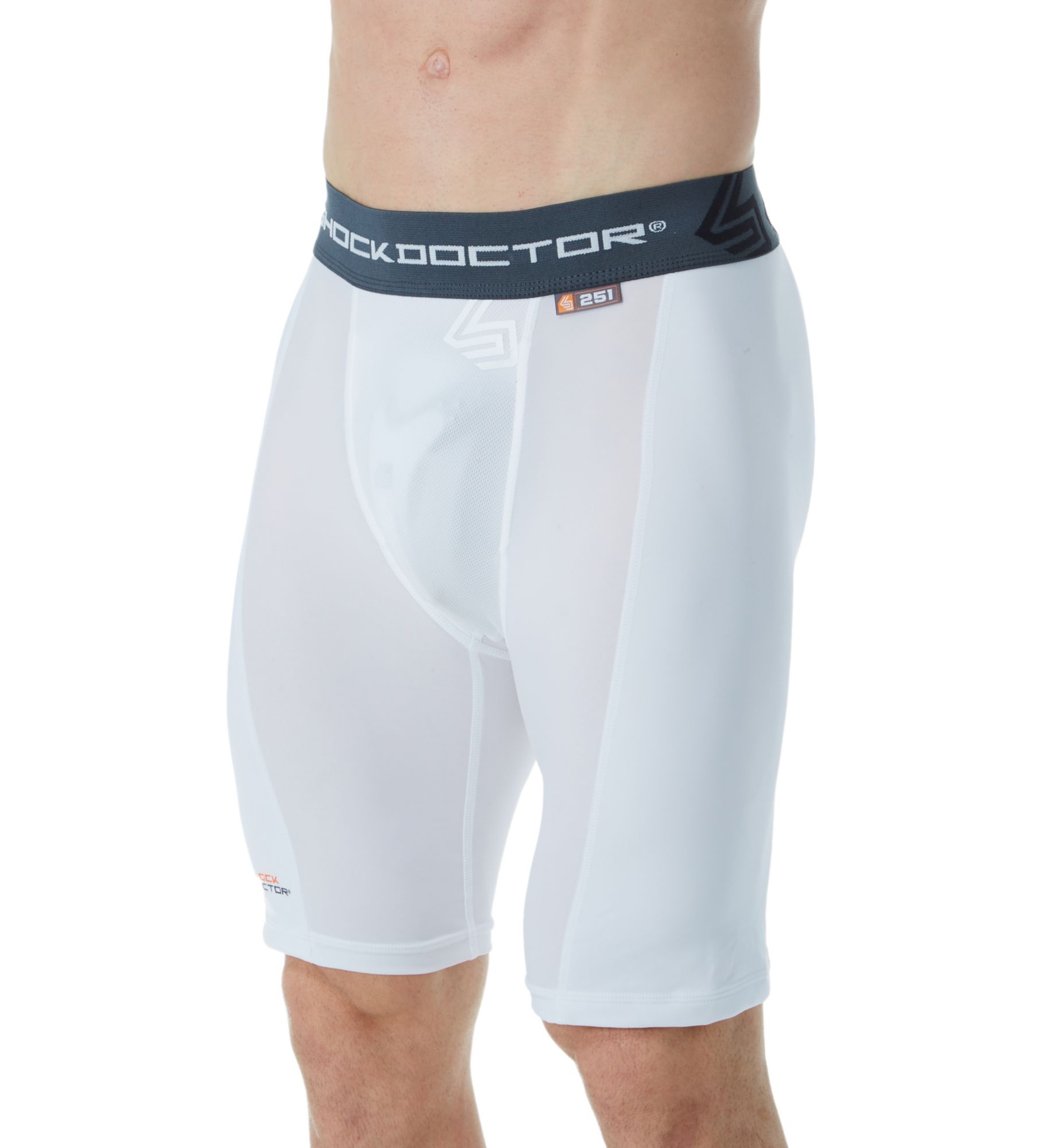 Shock Doctor Men's Core Double Compression Short With Bio-Flex Cup in White (251) | Size Large | HisRoom.com