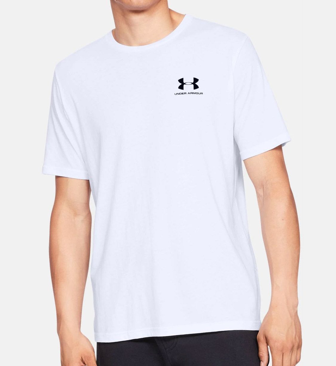 Under Armour Men's Sportstyle Left Chest Short Sleeve T-Shirt in White (1326799) | Size 5XL | HisRoom.com