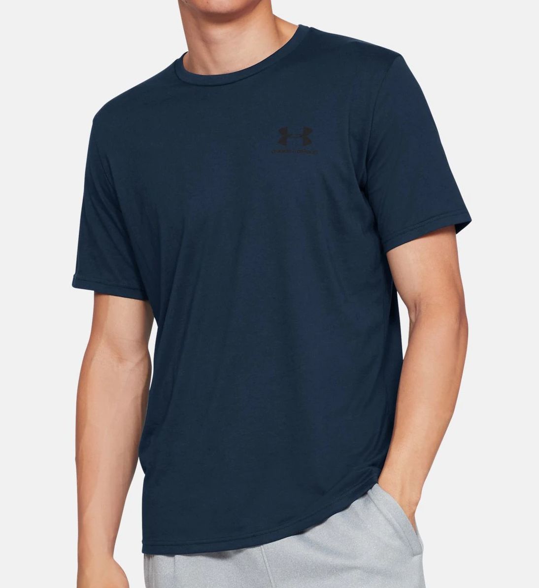 Under Armour Men's Sportstyle Left Chest Tall Man T-Shirt in Blue (1326799T) | Size 2XL | HisRoom.com