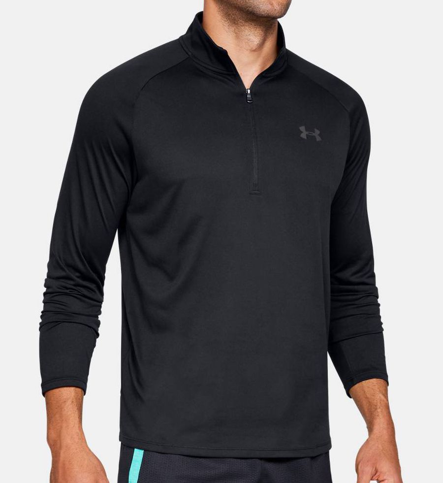 Under Armour Men's Tall Man Tech 2.0 1/2 Zip Long Sleeve Shirt in Black (1328495T) | Size 3XL | HisRoom.com