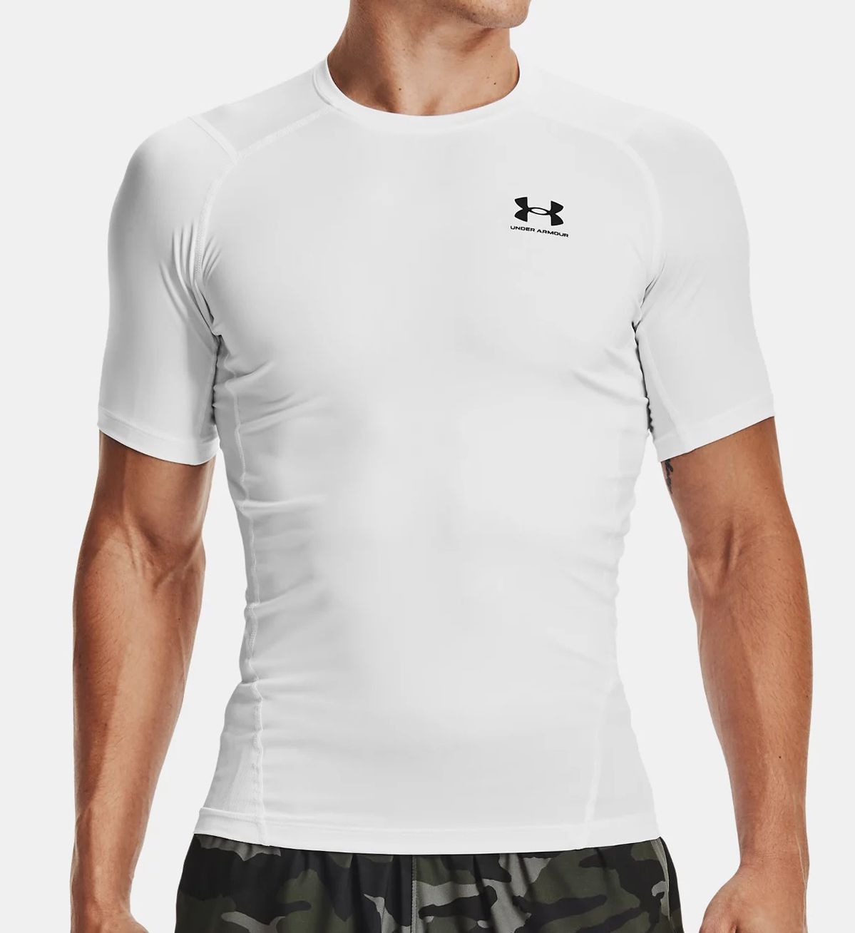 Under Armour Men's HeatGear Compression T-Shirt in White (1361518) | Size 3XL | HisRoom.com