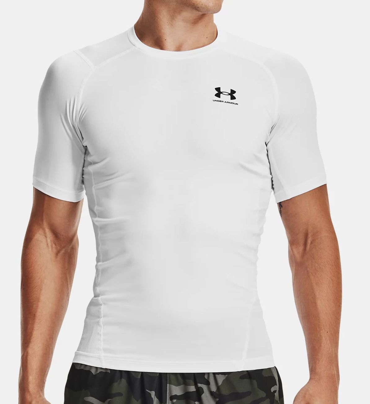 Under Armour Men's Tall Man HeatGear Compression T-Shirt in White (1361518T) | Size Medium | HisRoom.com