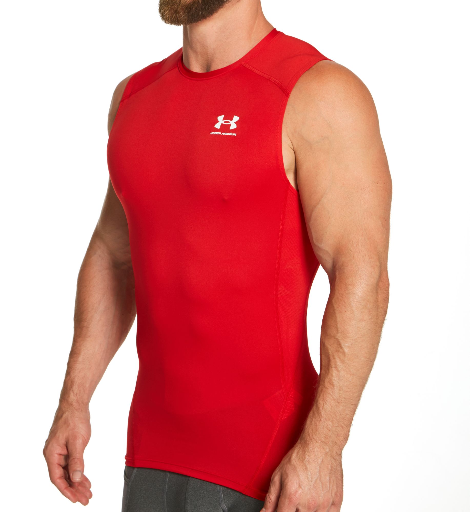 Under Armour Men's HeatGear Sleeveless Compression Tank Top in Red (1361522) | Size 2XL | HisRoom.com