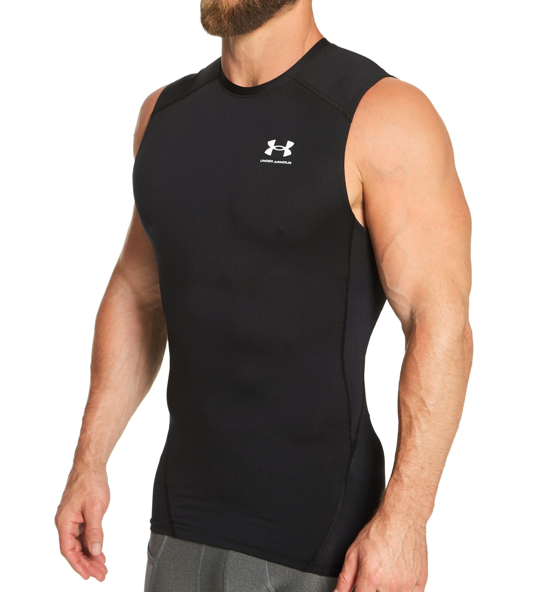 Under Armour Men's Tall Man HeatGear Sleeveless Compression Tank Top in Black (1361522T) | Size XL | HisRoom.com